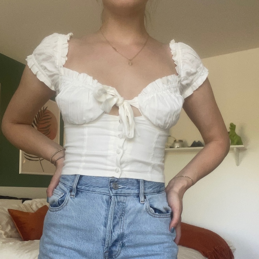 White bustier top